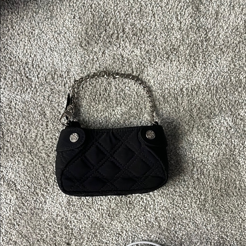 Vera Bradley Black Quilted Mini Bag with Top Handle
